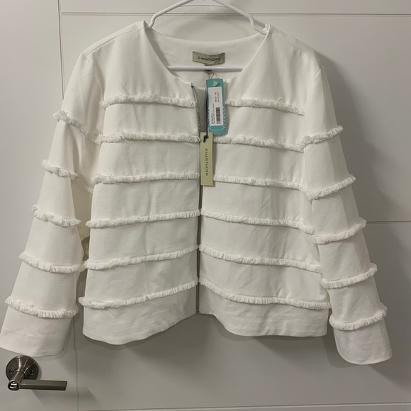 41 Hawthorn Jackets & Blazers - White Fringe Fray Stitch Fix Jacket Coat Hawthorn